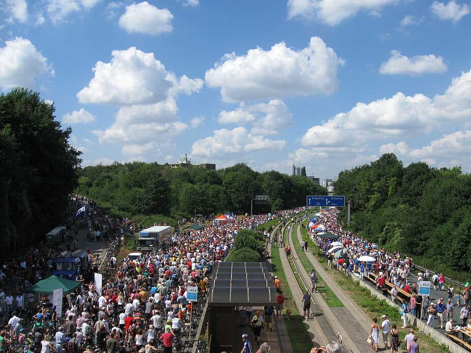 Radstau auf der Autobahn
