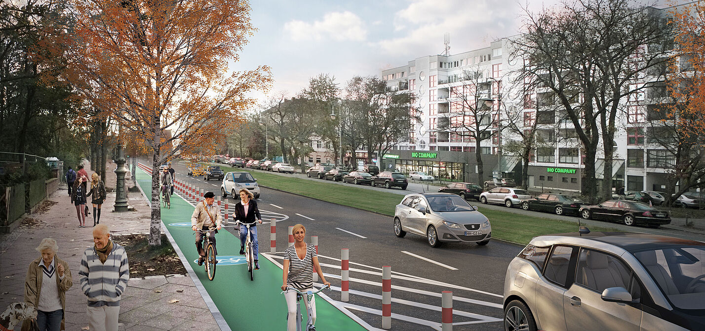 Visualisierung Protected Bike Lanes in Berlin ADFC erklärt: „Protected Bike Lanes“ – Radfahren mit Schutz und Komfort